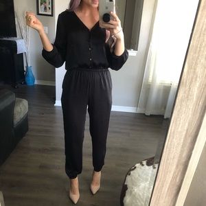 Black silk jumpsuit